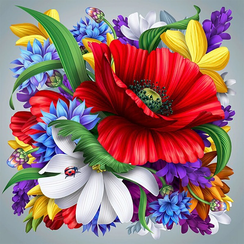 &quotColorful Flower&quot DIY Diamond Painting Round Rhinestones Mosaic Embroidery Cross Stitch Bedroom Wall Decor C1016 |