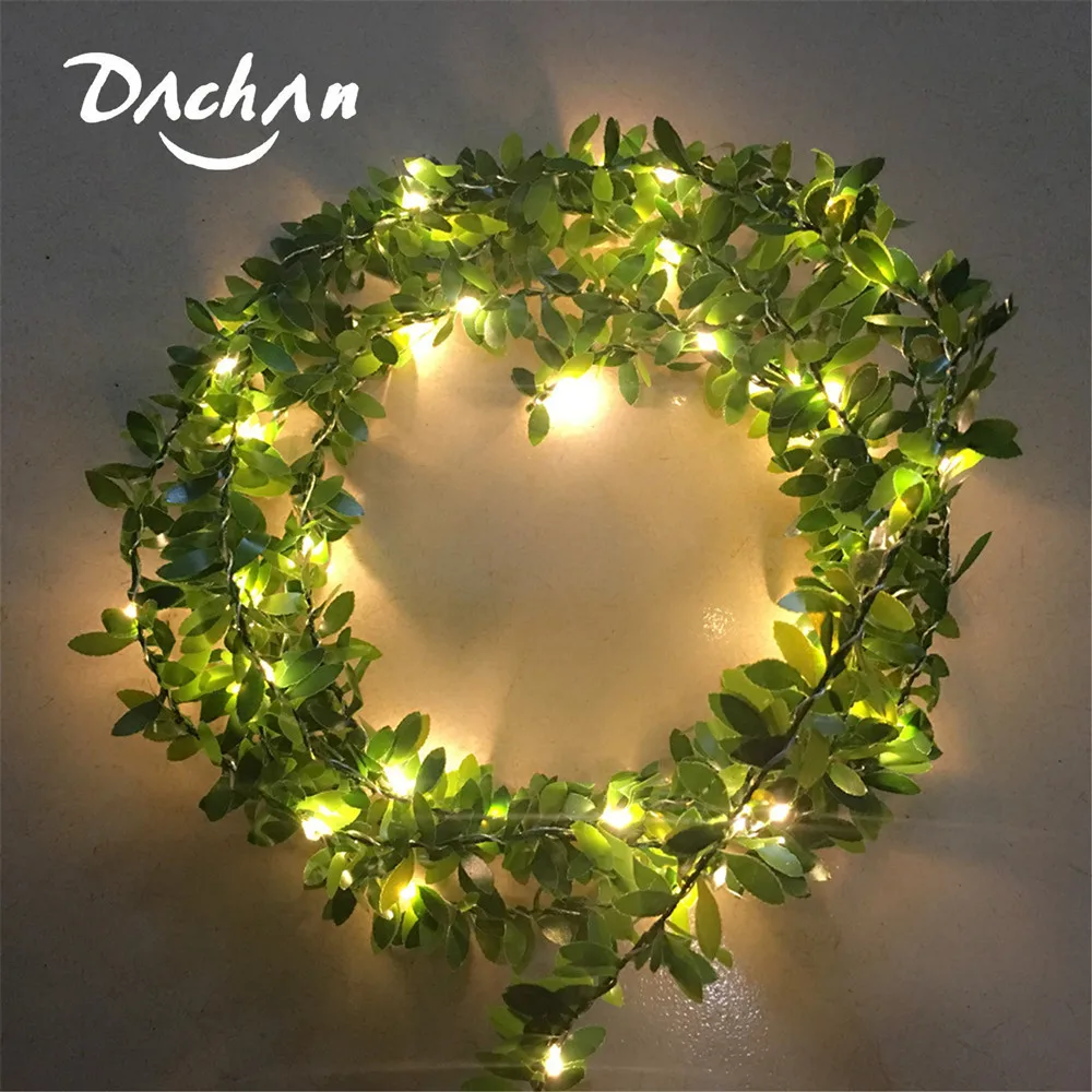 

Handmade Waterproof 5M 50LEDs Leaf Garland Battery Timer Copper LED Fairy String Lights For Christmas Wedding Decoration Party