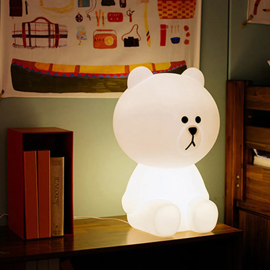 

Thrisdar 30CM Dimmable Cute Bear Led Night Light Baby Feeding Night Light Carton Desk Table Lamps Children's Toy Gift Light