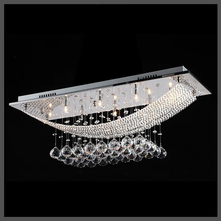 

Fashion LED Rectangle Ceiling Light K9 Crystal Balls Dining Room Bedroom Lighting ceiling Light fixture lamp G4 bulb ZXD0036