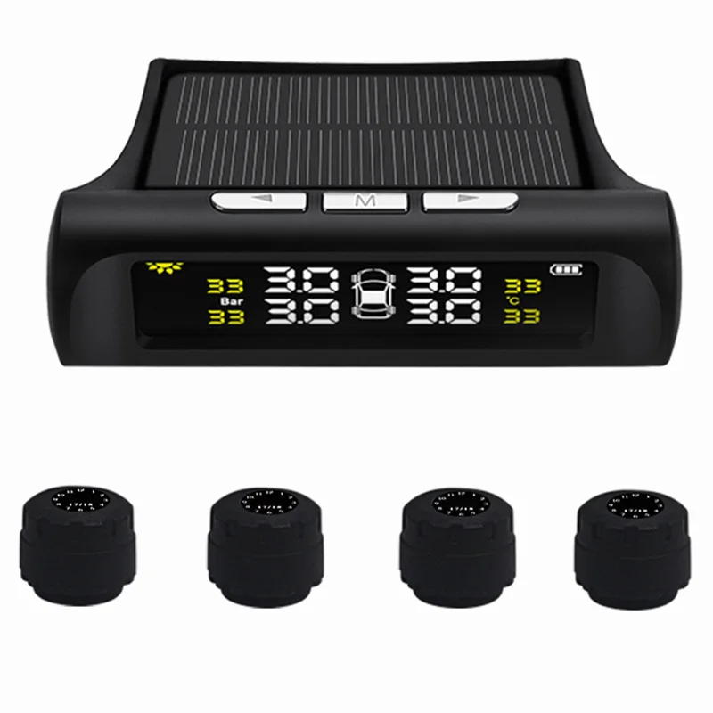 

Do Promotion! Solar/USB Tire Air Pressure Gauge Meter Set Digital LCD Display Car Wheel Tyre Diagnostic Tools