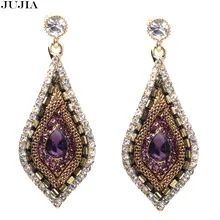 Luxury Brand Jewelry Fashion Statement Crystal Earrings 2 Colors Rhinestone Water Drop Metal Elegant Charm Earring Brincos