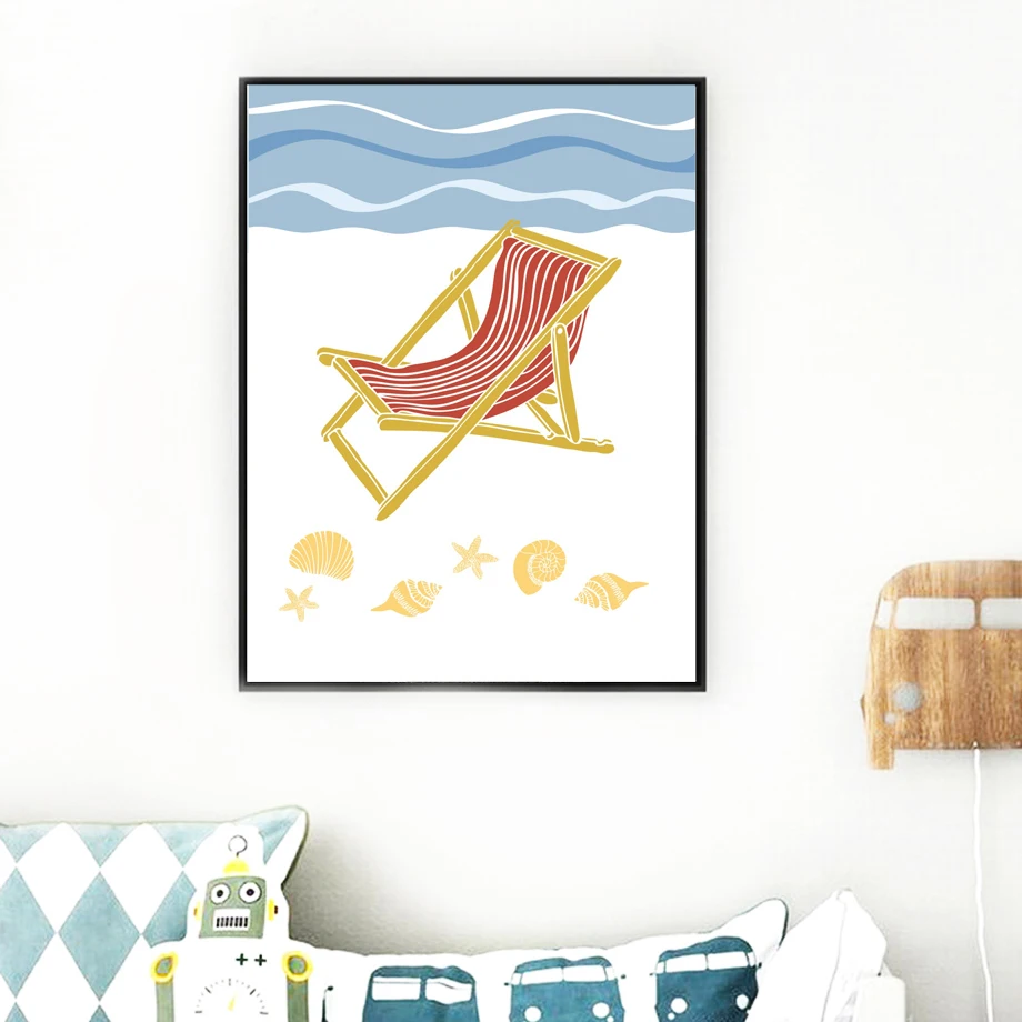 Abstract Cartoon Sea Ship Beach Chair Bird Wall Art Canvas Painting Nordic Posters And Prints Wall Pictures Kids Room Decor Abstract Cartoon Sea Ship Beach Chair Bird Wall Art Canvas Painting Nordic Posters And Prints Wall Pictures Kids Room Decor