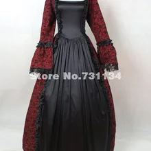 Черный и темно-красный напечатанный Хэллоуин викторианский костюм Бальные Халаты Костюмы, элегантная Королева вампиров викторианское платье для балла маскарада