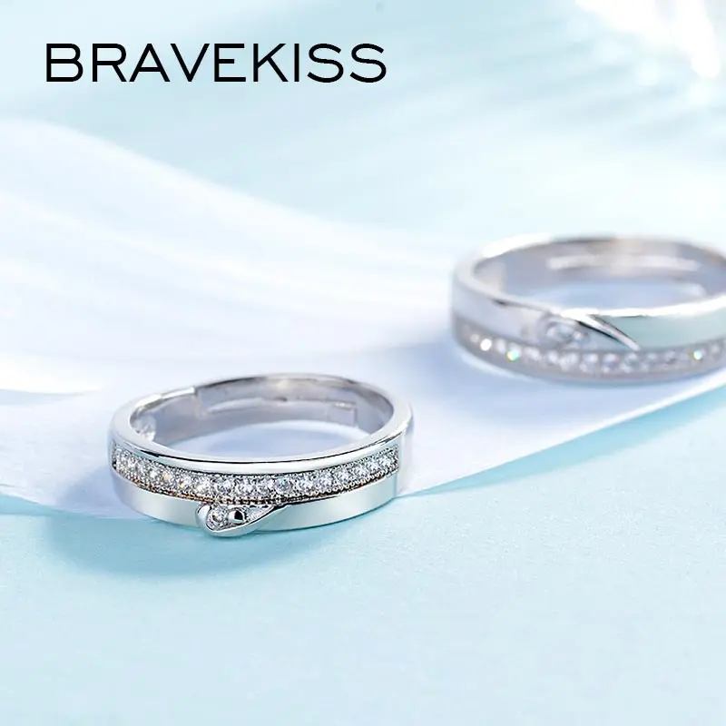 BRAVEKISS крошечные сердце кубический циркон Регулируемый изысканное кольцо набор