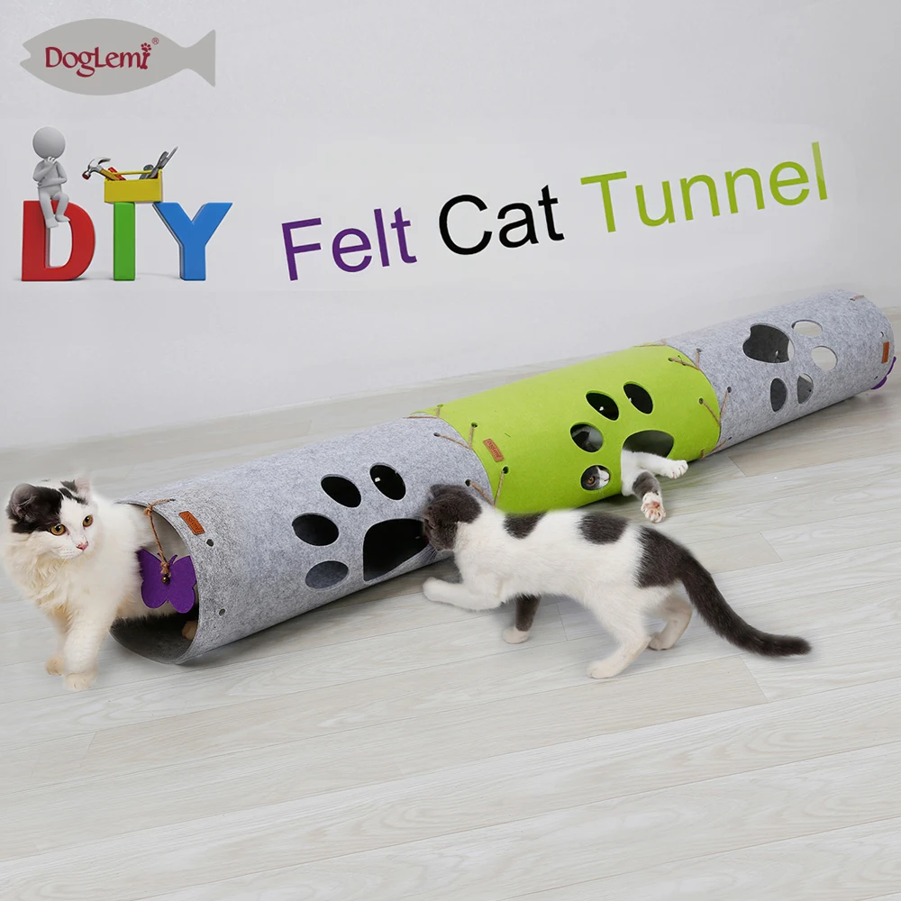 

Pet Cat Felt Tunnel DIY Spliced Cat Tunnel Toy Collapsible Extendable Breathable Tube for Cats Rabbit