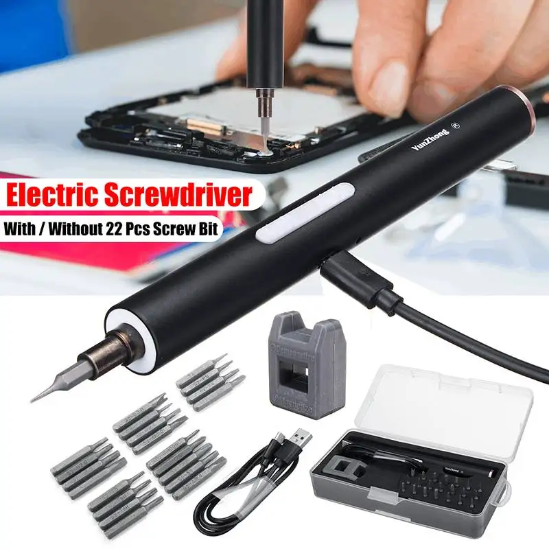 

DOERSUPP Mini Electric Cordless Magnetic Screw Driver Tool Rechargeable Li-ion Battery Precisions Hand Screwdriver Bit Set
