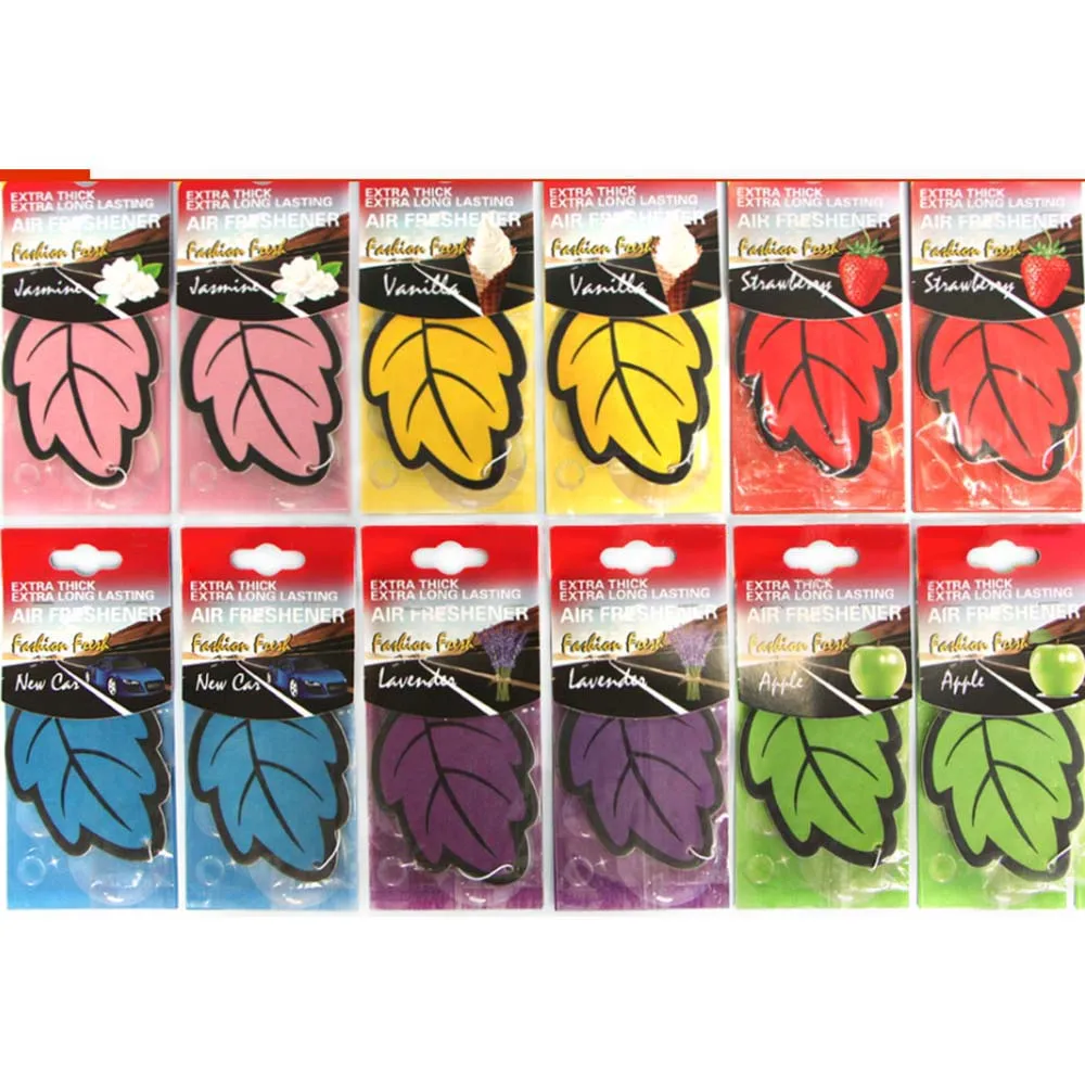 

MAHAQI 6pcs/lot Auto Shine Paper Hanging Car Air Freshener Vanilla perfumed/fragrance Leaf Shape for Suzuki Toyota Mazda Hot Sal