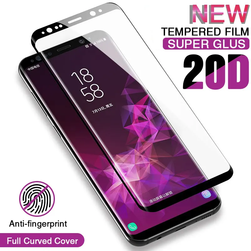 

20D Full Curved Tempered Glass For Samsung Galaxy S8 S9 Plus Note 9 8 Screen Protector For Samsung S7 S6 Edge S8 Protection Film