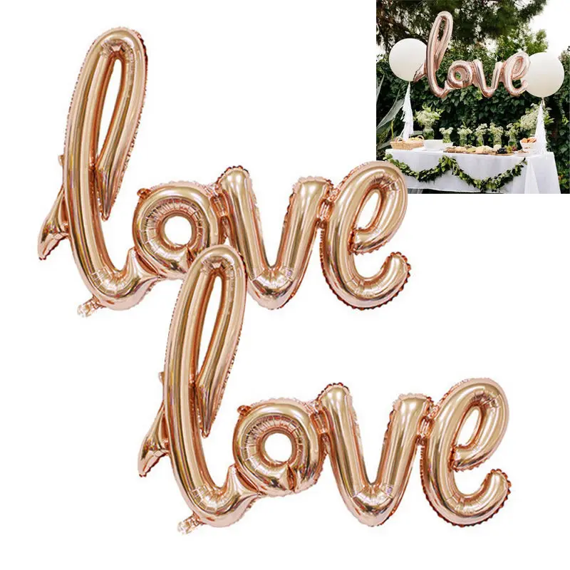 JX-LCLYL 42" Rose Gold Script Love Letter Foil Balloon For Wedding Engagement Decor