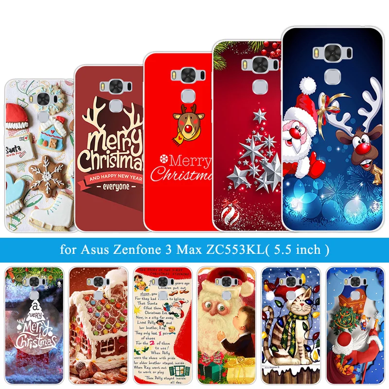 

For Asus Zenfone 3 Max ZC553KL Fundas For Asus ZC553KL Christmas Night Cover Clear Soft TPU Silicon zc553kl 5.5 inch Phone Cases