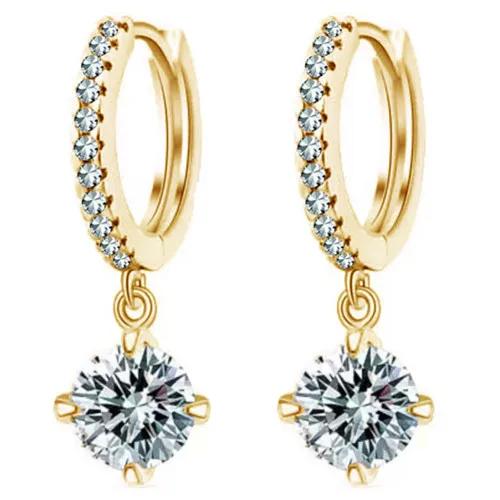 

Rhinestone Cubic Zirconia Stud Earrings For Women Gold And Silver Color Bridal Wedding Earrings For Brides Fashion Jewelry 2017
