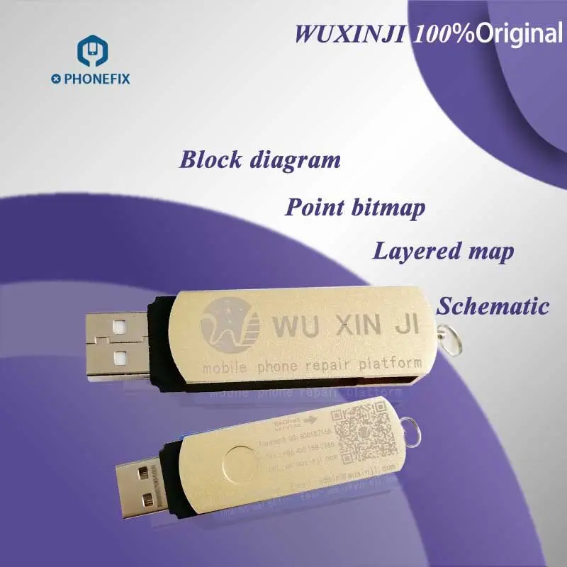 PHONEFIX Wu Xin Ji Wuxinji Fivestar Dongle USB para iPhone Samsung placa madre PCB diagrama esquemá