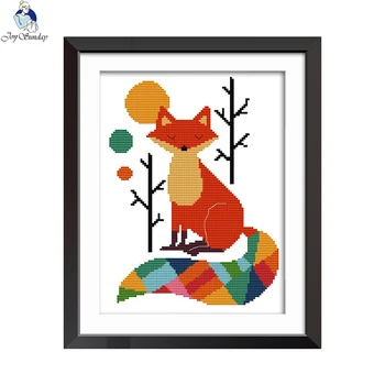 

Needlework DIY DMC Cross stitch Sets For Embroidery kits Seven color fox Patterns Counted Cross-Stitching Home Decoration