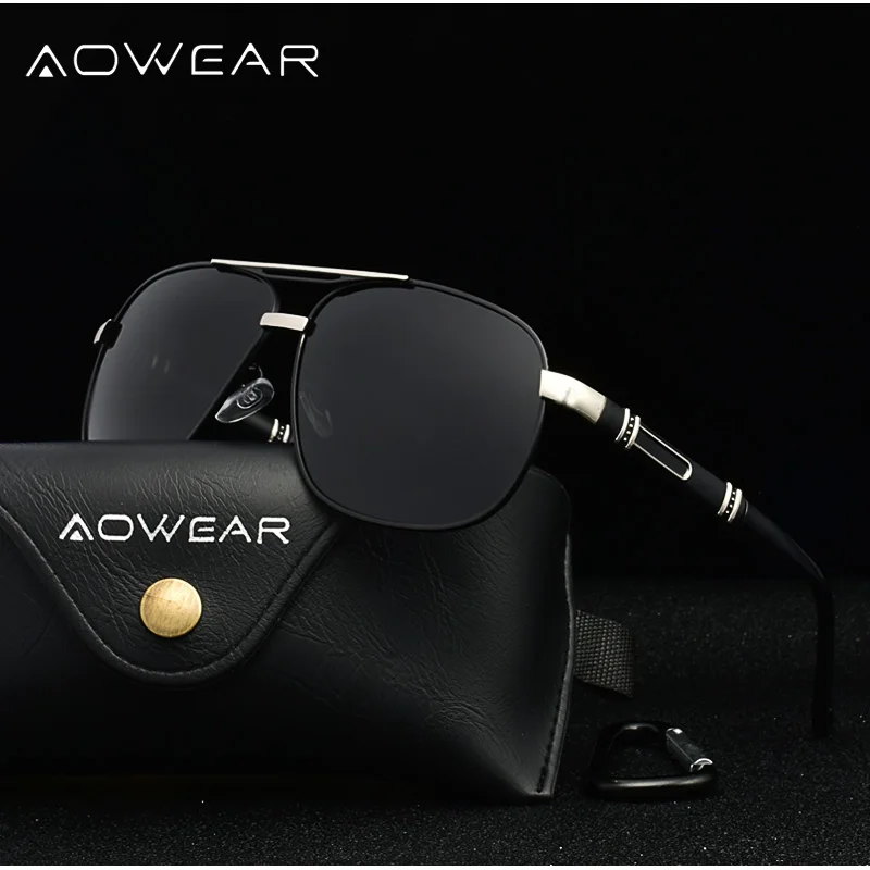 Мужские большие солнцезащитные очки AOWEAR поляризованные ретро для вождения
