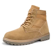 Винтажные полусапожки из искусственной замши с высоким берцем Мужская безопасность рабочие ботинки зима повседневные армейские ботинки на платформе на плоской подошве