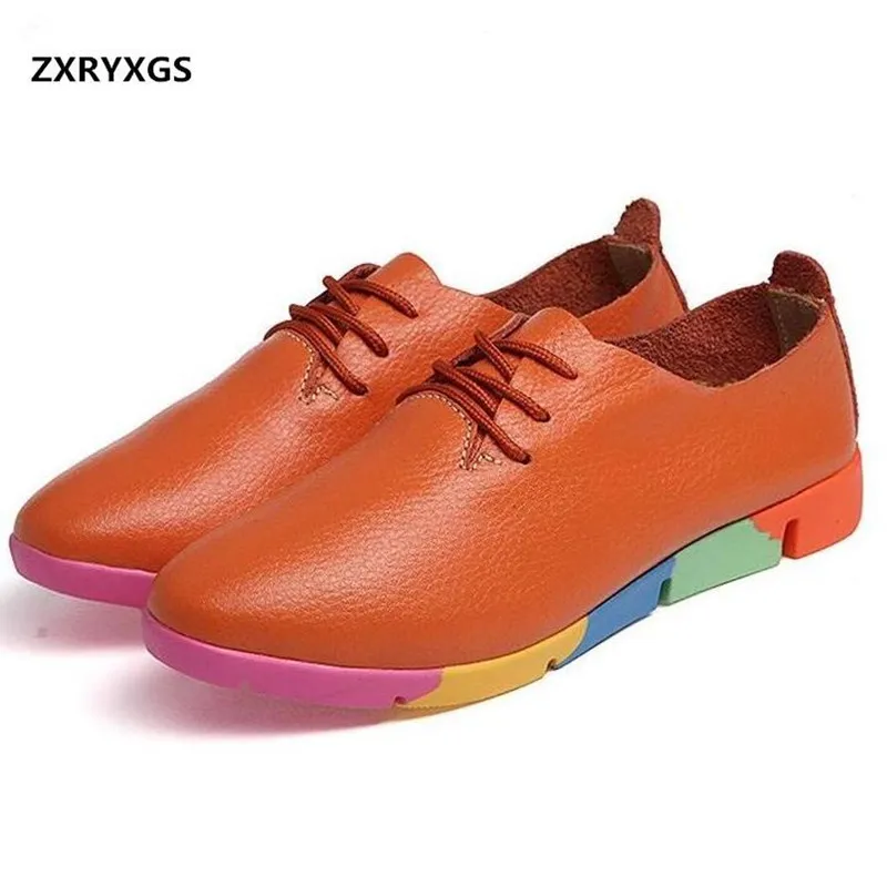 

2018 new Anti-skid soft Comfortable Spring autumn shoes Casual Flat Shoes Woman Genuine Leather Shoes mom Nurse women flats