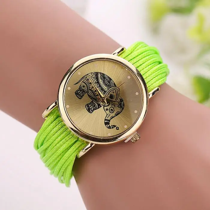 10 цветов, модные женские часы-браслет со слоном, кожаные женские повседневные наручные часы, женские часы LL@ 17