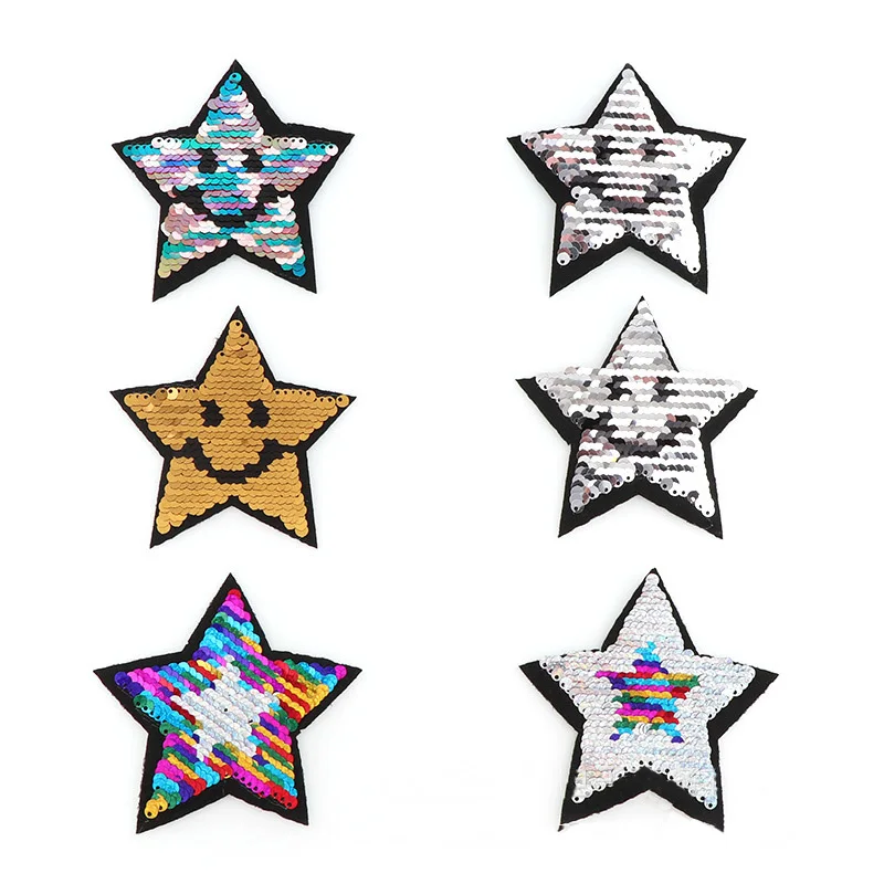 Пятиконечные звезды Реверсивные блестящие 1 шт смешанные цвета пришить пайетки для поделок новые изменения цвета одежда патчи аппликация ремесла
