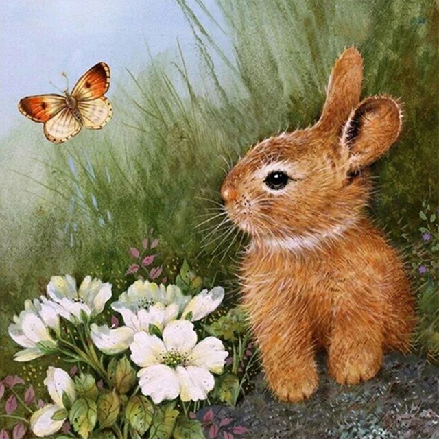 5D DIY Diamond Painting Easter Bunny Rabbit Bird Flowers Diamond