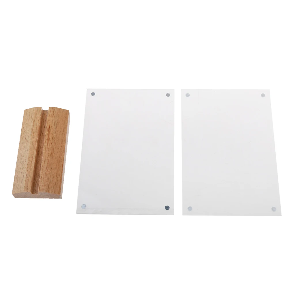 Acrylic Table Tent Frame Tabletop Photo Frame Menu Holder with Wood Base A6/A5/A4