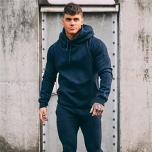 Мужская толстовка с капюшоном для бега Спортивная футболка для спортзала Фитнес Бодибилдинг бренд o-образным вырезом с длинными рукавами футболки хлопковые топы мужская одежда