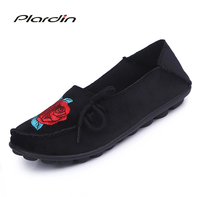 Plardin/Большие размеры 36-44 балетки из коровьей кожи с цветочным принтом женская