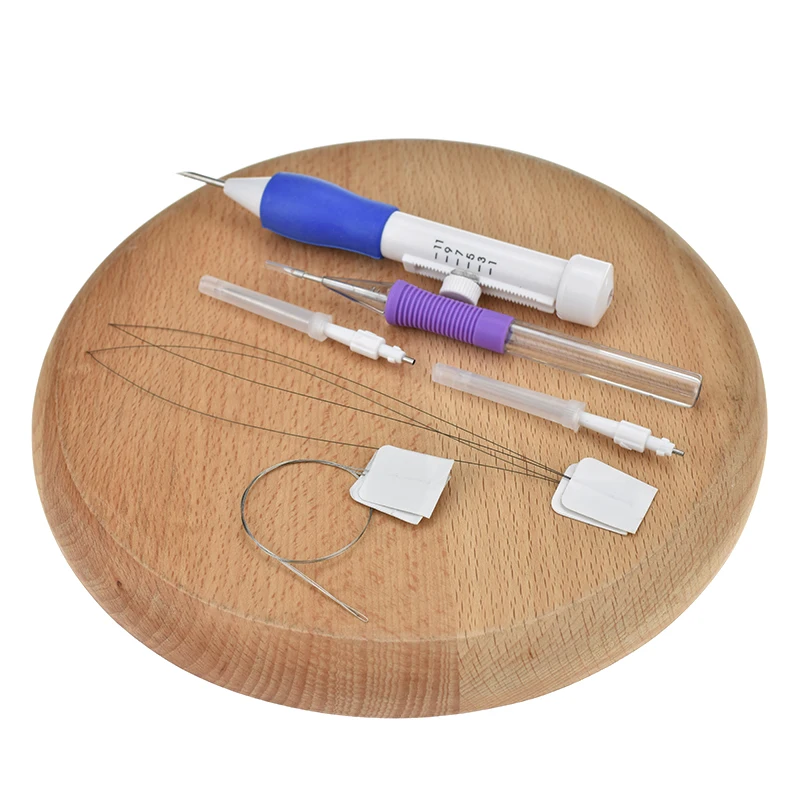 Looen New Embroidery Stitching Punch Needle with Embroidered Patterns Scissors Punch Needle Set For Women DIY Sewing Craft Tools (4)
