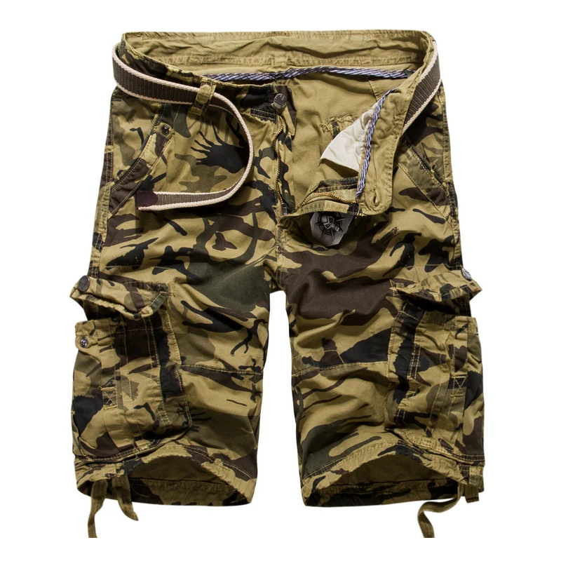 

Camouflage Cargo Shorts Men Casual Shorts Male Loose Work Zipper Fly Shorts Male Military Knee-Length Pant Plus Size