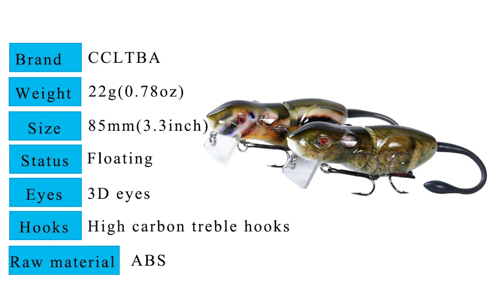 Игра рыболовные приманки 8,5 см 22 г Твердый корпус мягкий хвост плавающая крыса плавающая приманка мышь воблер рыболовные снасти