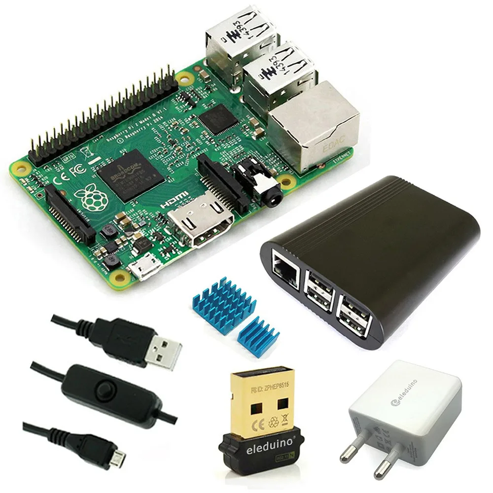 Raspberry Pi Модель B 6 в 1 Start комплект чехол/WiFi/радиатора Питание 5 В 2A/Micro USB кабель с вкл/выкл Управление Swtich