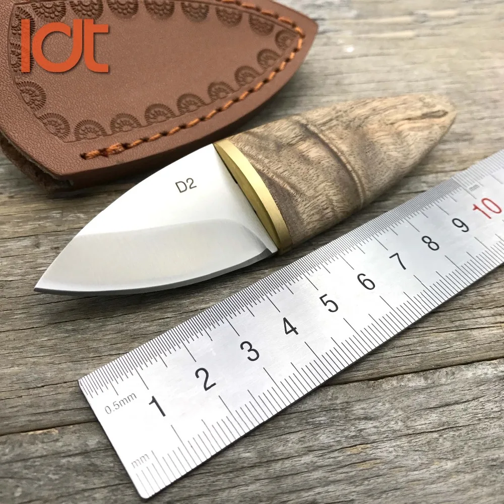 LDT Mini Olive Fixed Blade Knife D2 Blade Sandal Wood Handle Pocket Knives Survival Hunting Camping Straight knife EDC Tools