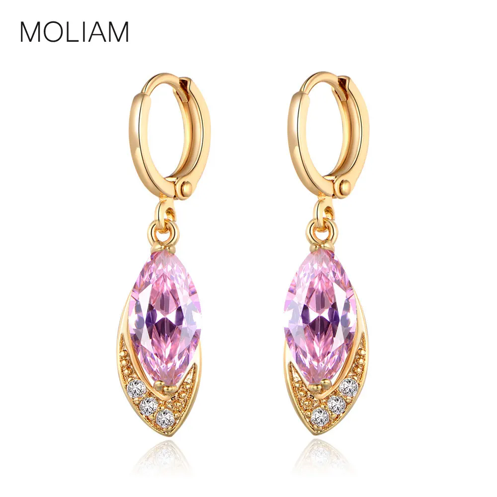 

MOLIAM Fashion Party Charming Earrings for Women Gold-Color Crystal Earring Pandent AAA Zircon Dangle Drop Earrings MLE016
