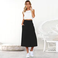 Женская юбка, летняя, размера плюс, одноцветная, с расклешенным подолом, с высокой талией, пикантная юбка средней длины, Униформа, плиссированная юбка, повседневная,, Прямая поставка