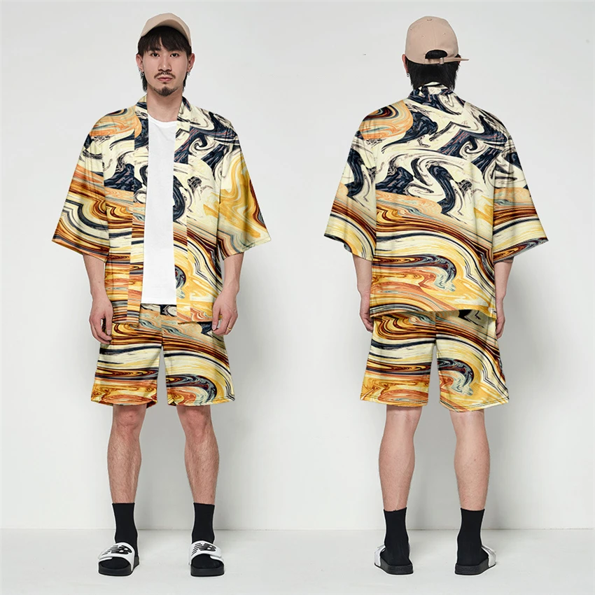 

Kimono Men Haori Japanese Style Yukata Male Samurai Costume Cardigan Jacket Hip Hop Asian Clothes Fashion Traditional Clothing