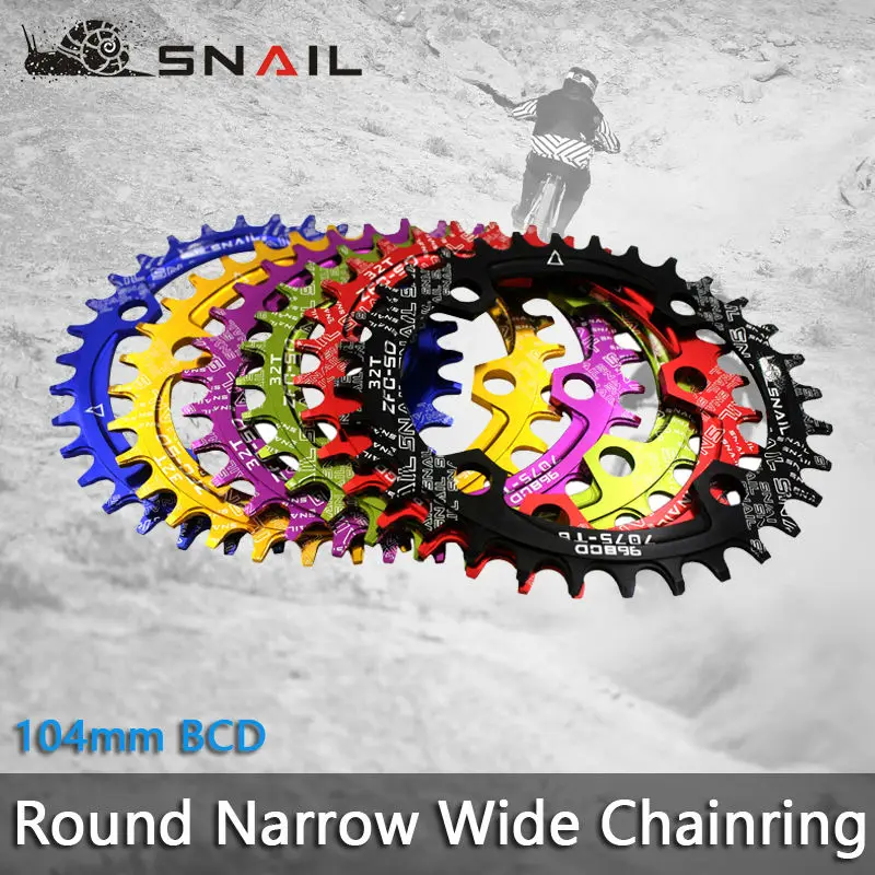 

SNAIL 104BCD 32T/34T/36T Ultralight A7075 Alloy MTB Bike Bicycle Narrow Wide Chainring Oval Round Chainwheel Cycle Crankset