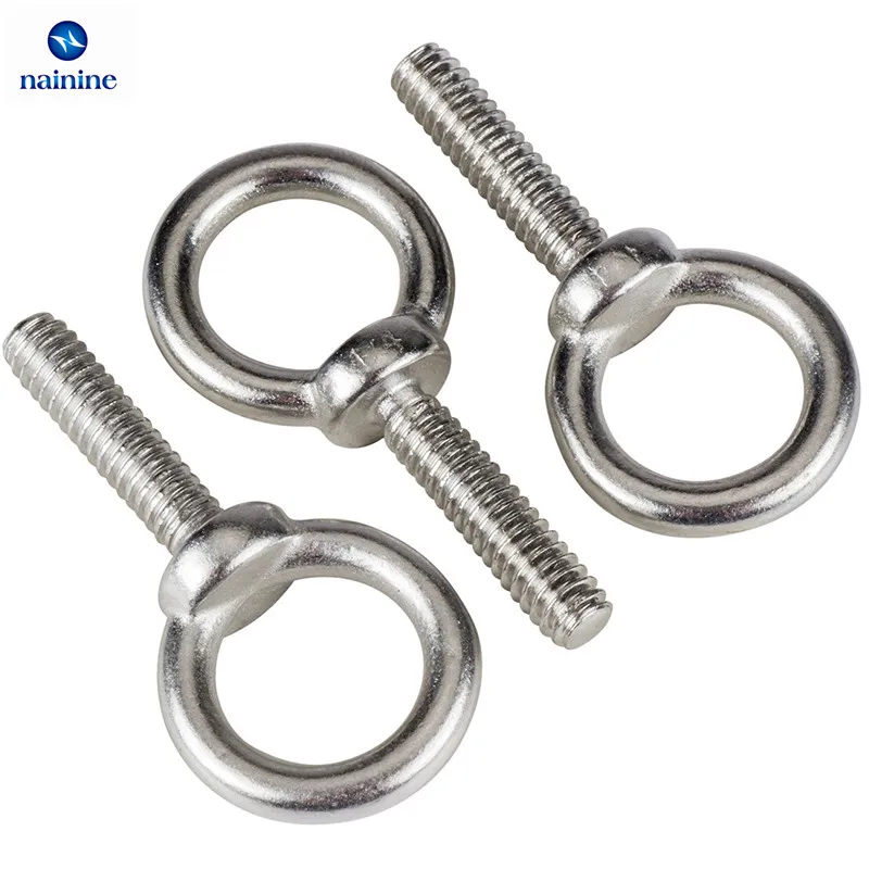 10Pcs M3 M4 M5 M6 M8 DIN580 Eye Bolt 304 Stainless Steel Marine Lifting Eye Screws Ring Loop