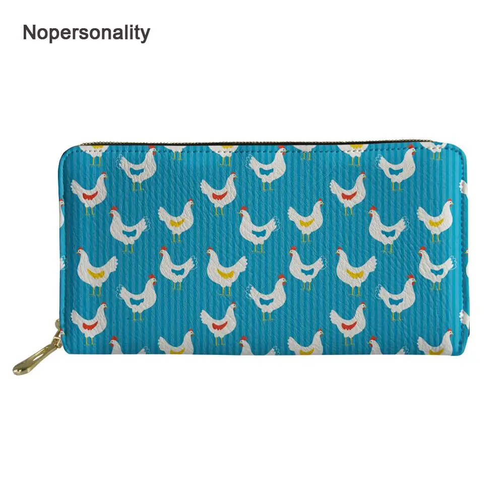 

Nopersonality Women Wallets Pu Leather Card Holders Women Wallet Female Chickens Print Zipper Mobile Card Holder Coin Purse