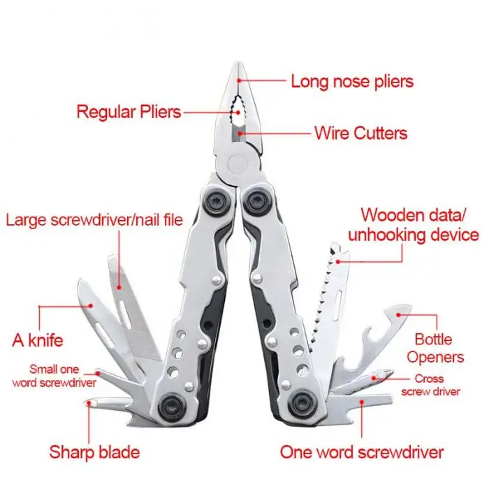 Многофункциональные карманные складные плоскогубцы из нержавеющей стали отвертка и нож для спорта на открытом воздухе самообороны