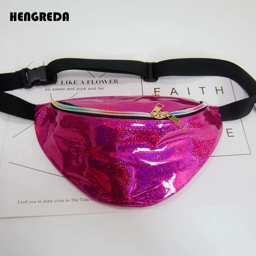 Женская голографическая поясная сумка, лазерная побрякушка,, прозрачная поясная сумка, Hengreda, для путешествий, блестящая набедренная сумка для пляжа, вечерние - Цвет: Rose-Bling
