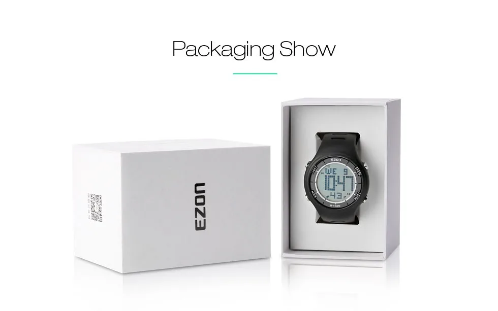 Горячо! EZON Цифровые мужские спортивные часы с двойным секундомером, уличные, повседневные, для бега, для плавания, водонепроницаемые, 30 м, наручные часы, Montre Homme