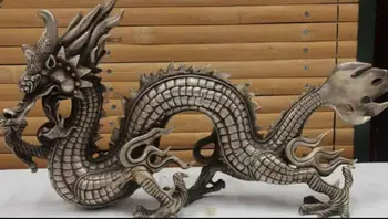 

Chinese Totems White Copper Silver Feng shui Wealth Auspicious Fly Dragon Statue