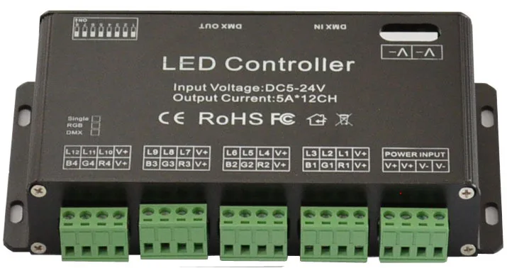 12 каналов легко dmx led rgb контроллер и usb ПК может быть загружен 12CH офлайн