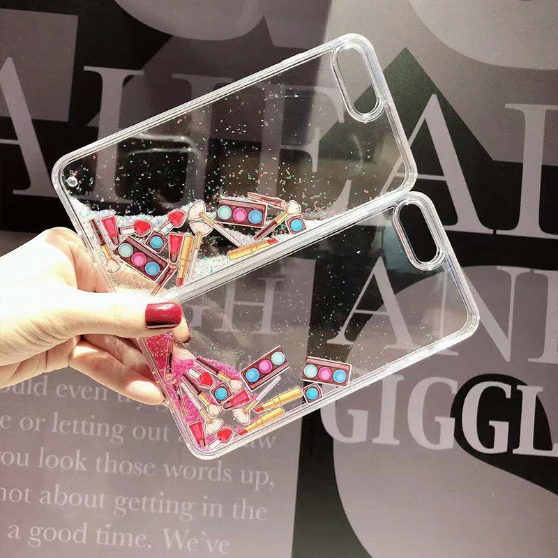 

Cosmetics case For iPhone 6s 7 7p 8 8 plus Make-up tool transparent Quicksand shell phone bags for iPhone X XS XR xs max