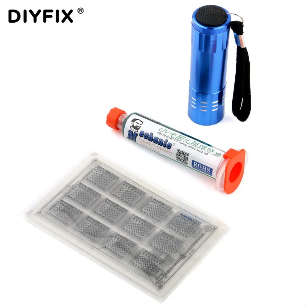 Зеленая паяльная маска DIYFIX BGA УФ лампа для пайки пластиковая защиты от