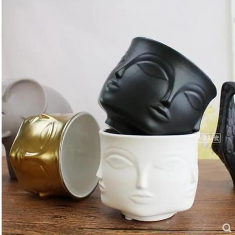 American country art creative face model ceramic vase home desktop decoration crafts beautiful porcelain | Дом и сад