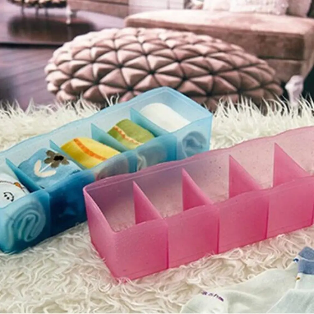 

Five Grids Multi-function Underwear Socks Tiny Things Storage Box Plastic Finishing Box Drawer Desk Bed Cabinet