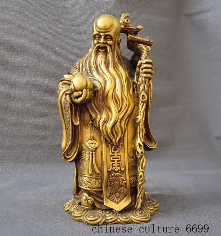 China of handmade brass statue carving longevity peach