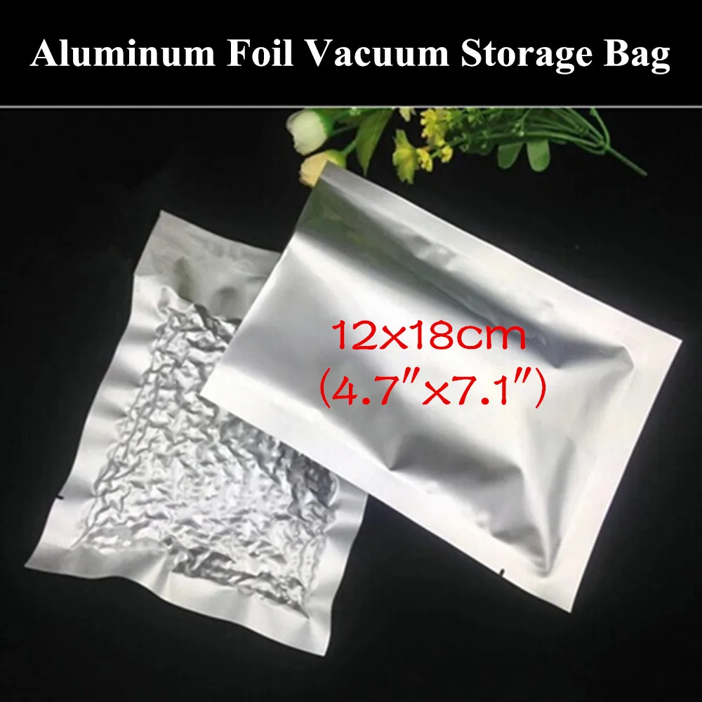 100pcs 12x18cm (4.7"x7.1") 200micron Open Top Aluminum Foil Vacuum Bag