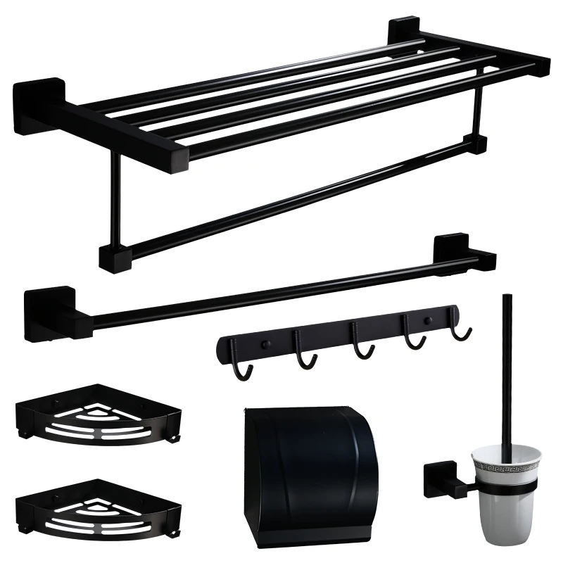 Cena Wyposażenie łazienkowe zestaw wisiorków czarny okrągły wieszak na ręcznik łazienka ze stali nierdzewnej antyczny wieszak na ręczniki suszarka do włosów akcesoria łazienkowe